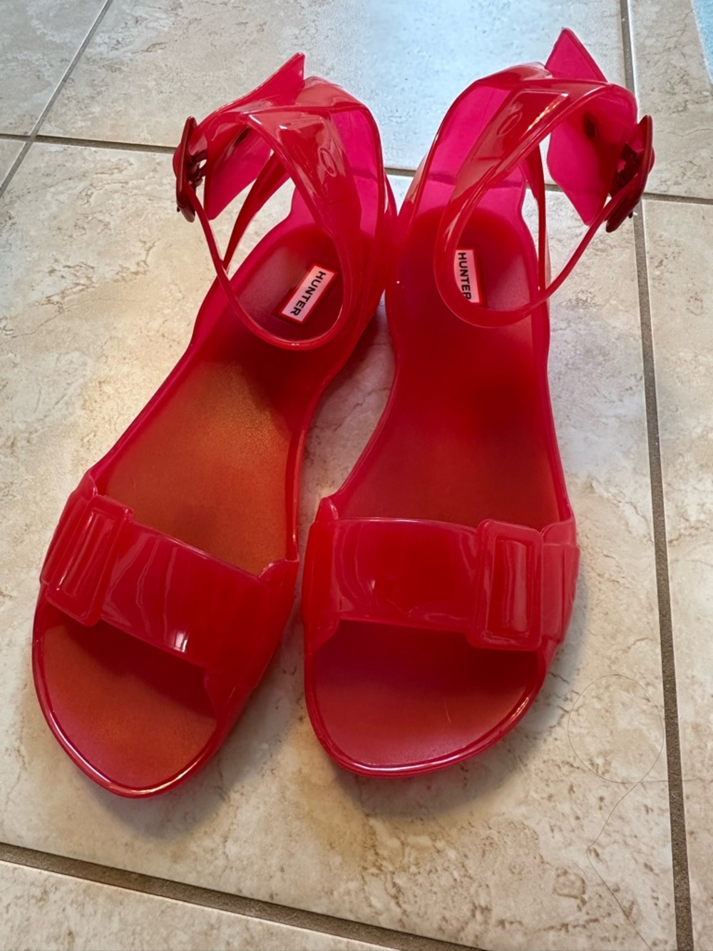 Women’s Hunter pink jelly sandals size UK 6, US size 8
